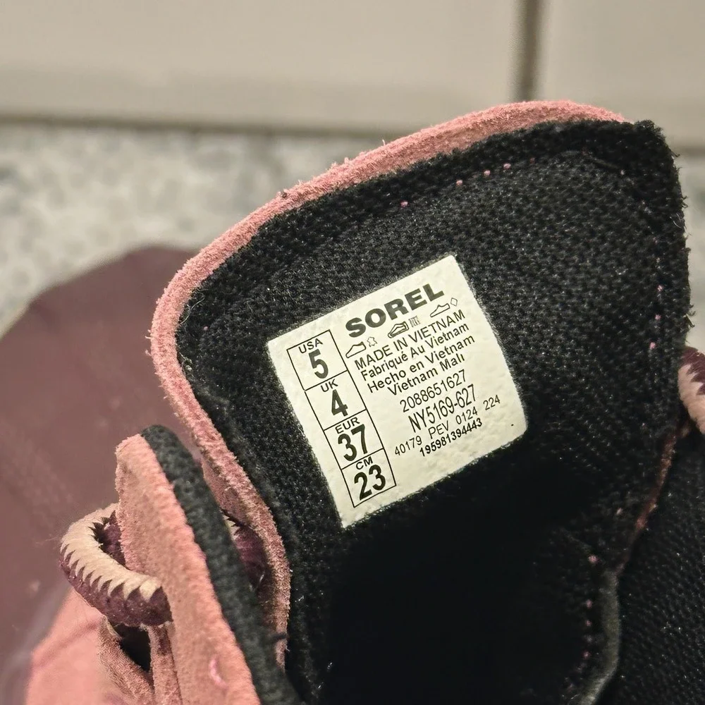 Sorel Kids 5 Out N About IV Classic WP Boots Mauve Burgundy Waterproof Duck Boot